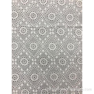 Porous White Cotton Embroider Fabric